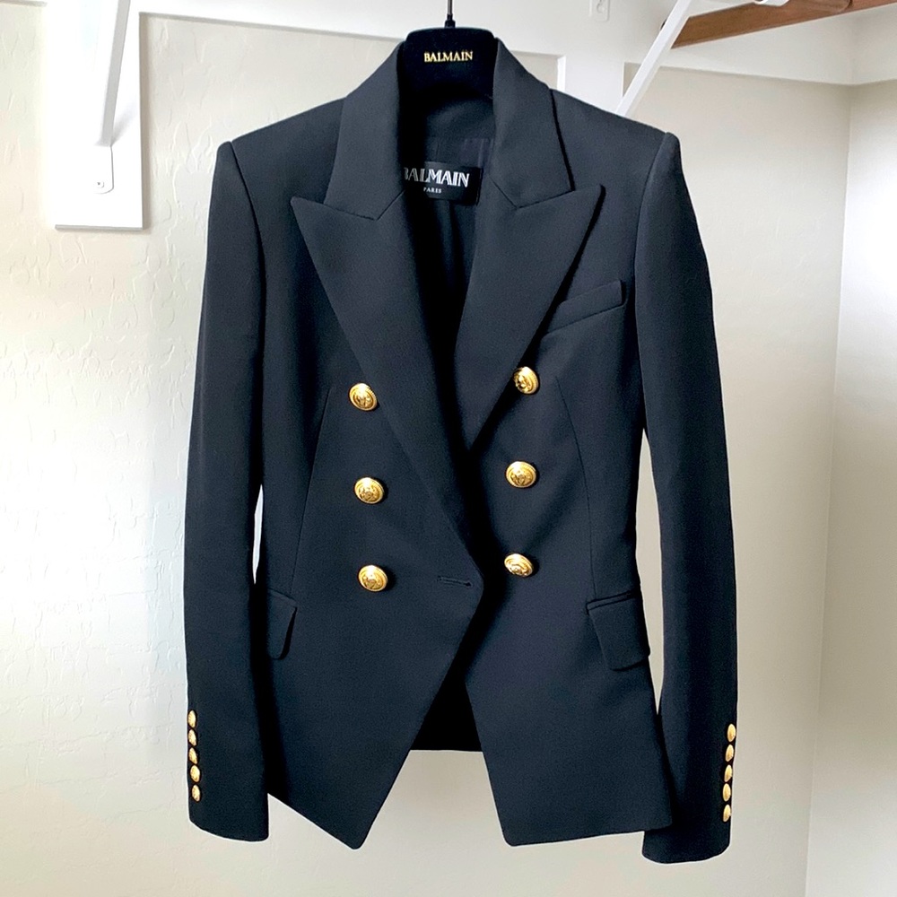 BALMAIN Double Breasted Blazer Black size 36